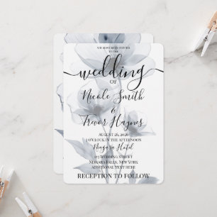 Personalise: Blue Translucent Flowers Wedding Invitation