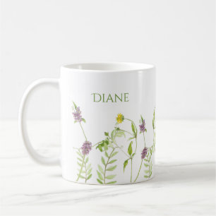 Personalise boho original watercolor wildflower coffee mug