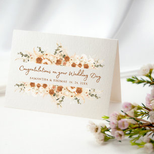 Personalise Boho Terracotta Wedding Congratulation Card