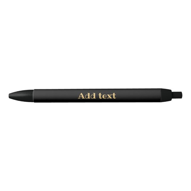Personalise Bold Gold Print Black Ink Pen (Front)