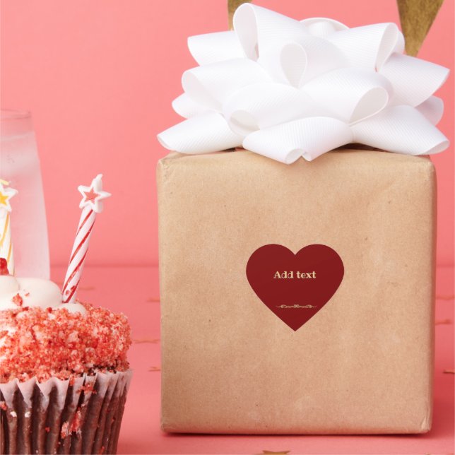 Personalise Bold Gold Print Heart Sticker (Party)