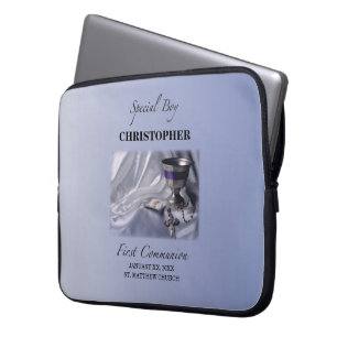 Personalise, Boy, First Communion Blue Laptop Sleeve