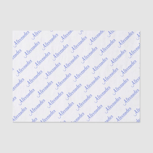 Personalise: Boy's Name Blue Birthday Party Theme Tissue Paper (Front)