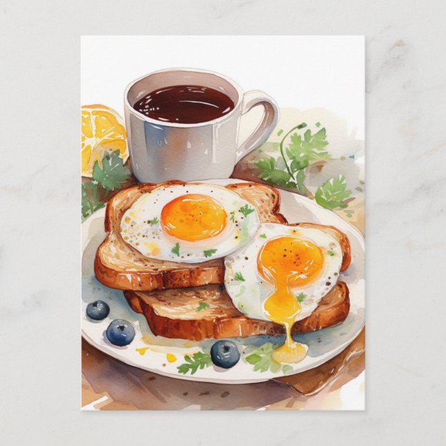 Personalise Breakfast Egg Toast Coffee Food Foodie Holiday Postcard (Front)