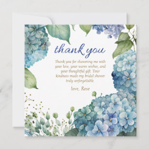 Personalise Bridal Shower Blue Hydrangea  Thank You Card
