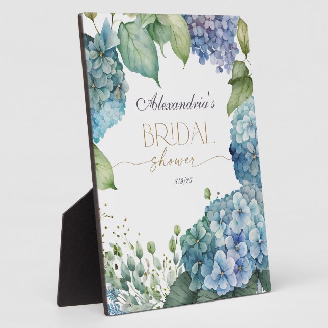 Personalise Bridal Shower Blue Hydrangeas Plaque (Side)