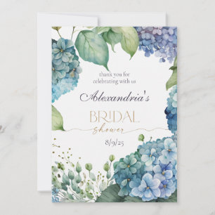 Personalise Bridal Shower Blue Hydrangeas  Thank You Card