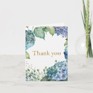 Personalise Bridal Shower Blue Hydrangeas Thank You Card