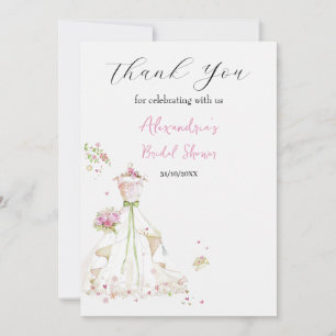 Personalise Bridal Shower Dress Thank you Card