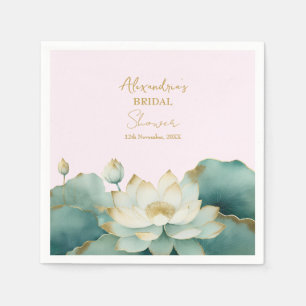 Personalise Bridal Shower Lotus gold pink Napkin