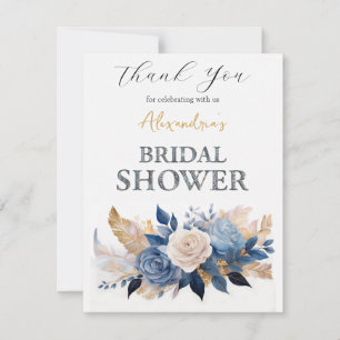 Personalise Bridal Shower Rose bouquet Thank You  Card