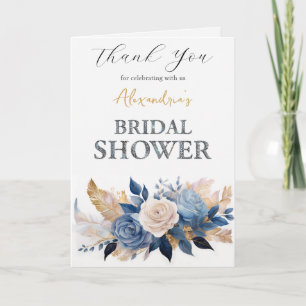Personalise Bridal Shower Rose bouquet Thank You Card