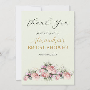 Personalise Bridal Shower Roses Thank you Card