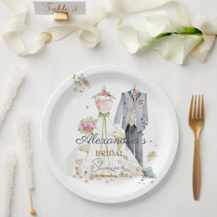 Personalise Bridal Shower Wedding dress Paper Plate