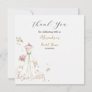 Personalise Bridal Shower Wedding Dress Thank you Card