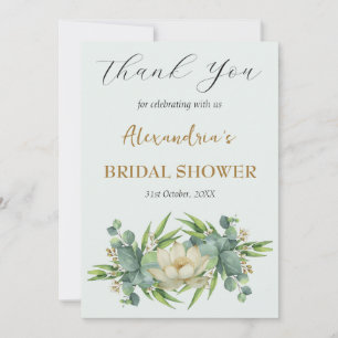 Personalise Bridal Shower white flowers Thank You Card