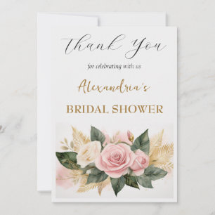 Personalise Bridal Shower white flowers Thank You Card