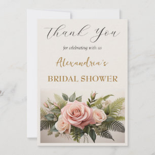 Personalise Bridal Shower white flowers Thank You Card