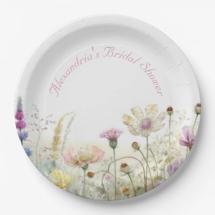 Personalise Bridal Shower Wild flowers  Paper Plate