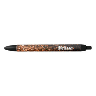 Personalise Bronze Orange Brown glitters sparkles Black Ink Pen