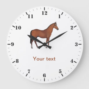 Personalise Brown Horse cute animal standing Large Clock