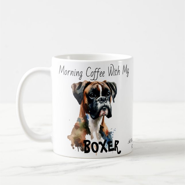 Personalise BROWNS Cute WATERCOLOR Boxer Mug (Left)
