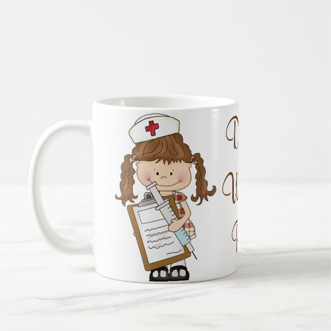 Personalise Brunette Nurse Gifts! Coffee Mug (Left)