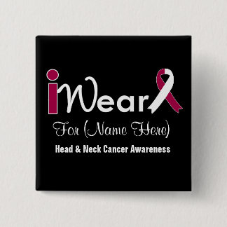 Personalise Burgundy & White Head Neck Cancer 15 Cm Square Badge