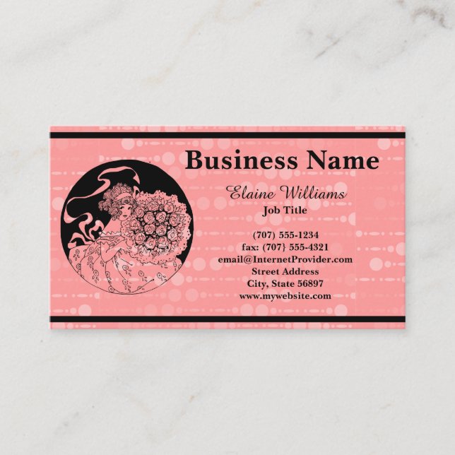 Personalise Business Cards Girl & Flowers (Front)