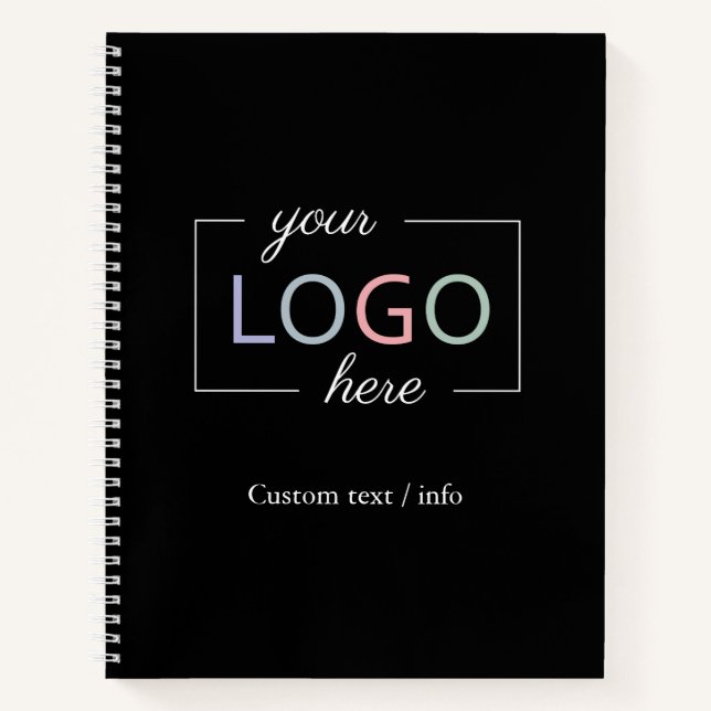 Personalise Business Company Logo Black Notebook  (Front)