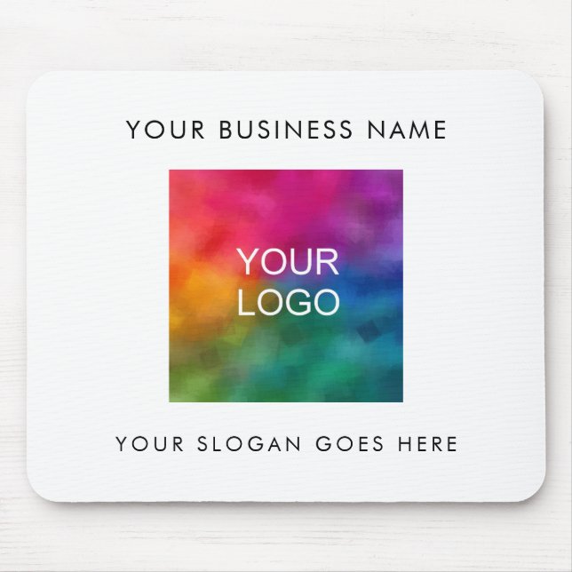 Personalise Business Company Logo Slogan Text Mouse Mat (Front)
