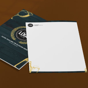 Personalise Business Dark Green Brewery Theme Custom Letterhead