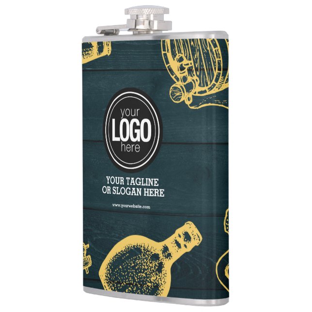 Personalise Business Dark Green Brewery Theme Hip Flask (Left)