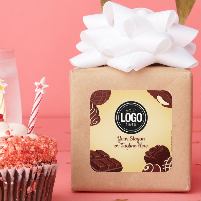 Personalise Business Logo | Chocolate Company Square Sticker (Party)