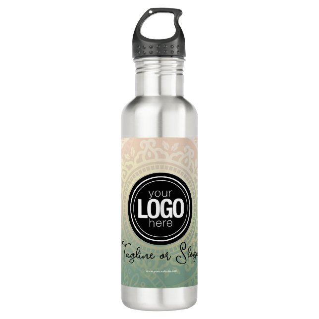 Personalise Business Logo | Elegant Green Yoga 710 Ml Water Bottle (Front)