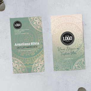 Personalise Business Logo Elegant Green Yoga Card