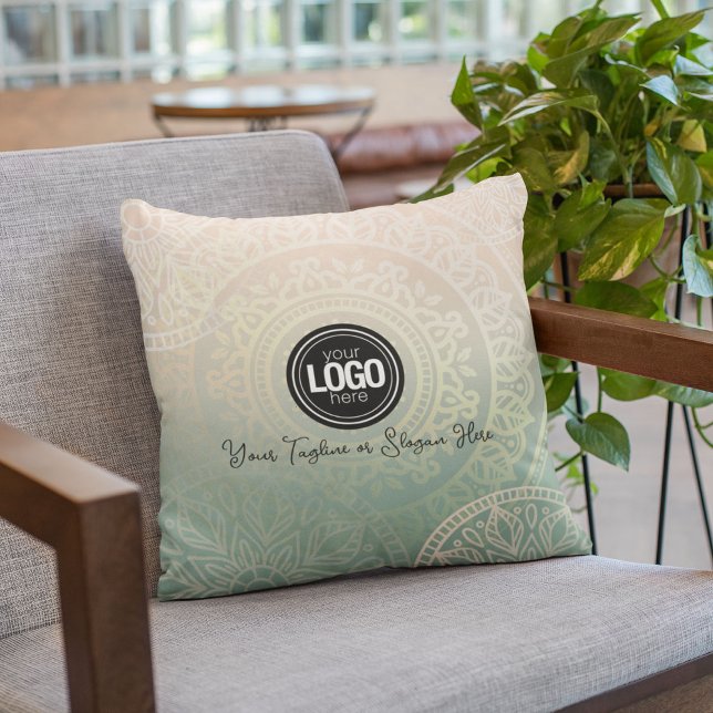 Personalise Business Logo | Elegant Green Yoga Cushion (Creator Uploaded)