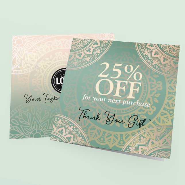 Personalise Business Logo | Elegant Green Yoga Discount Card (Creator Uploaded)