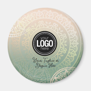 Personalise Business Logo Elegant Green Yoga Magnet