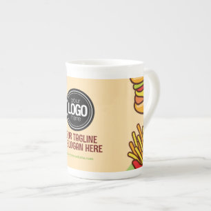 Personalise Business Logo   Hamburger Hotdog Theme Bone China Mug