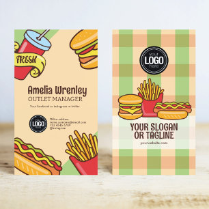 Personalise Business Logo Hamburger Hotdog Theme Business Card