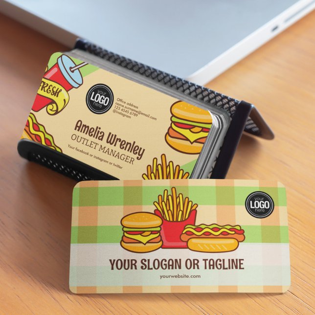 Personalise Business Logo | Hamburger Hotdog Theme Business Card (Creator Uploaded)