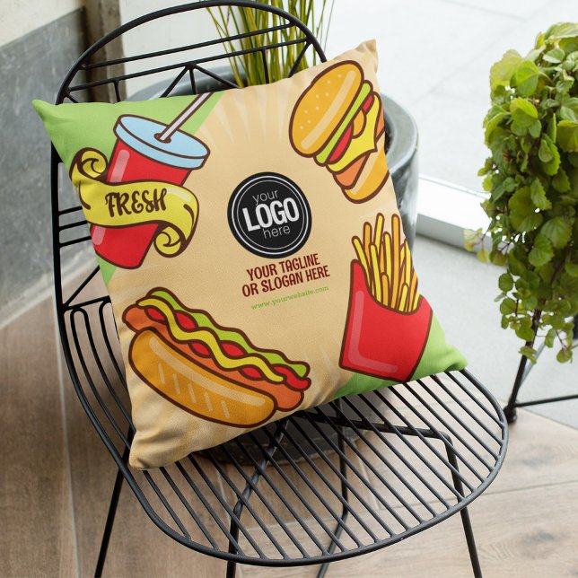 Personalise Business Logo | Hamburger Hotdog Theme Cushion (Creator Uploaded)