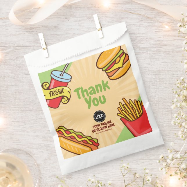 Personalise Business Logo | Hamburger Hotdog Theme Favour Bags (Clipped)