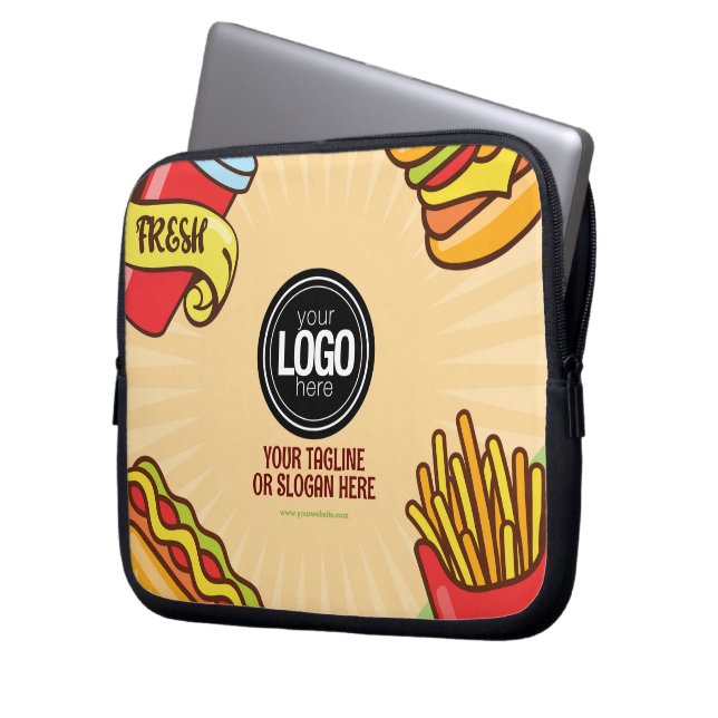 Personalise Business Logo | Hamburger Hotdog Theme Laptop Sleeve (Front Left)