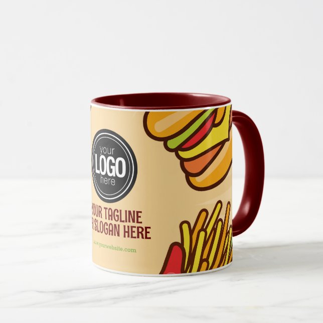 Personalise Business Logo | Hamburger Hotdog Theme Mug (Front Right)