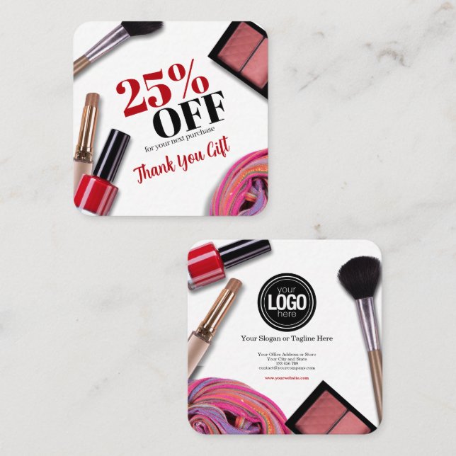 Personalise Business | Modern Makeup Company Discount Card (Front/Back)
