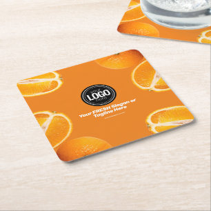 Personalise Business   Orange Company Square Paper Coaster