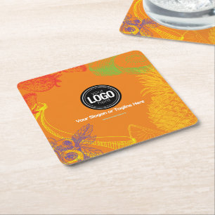 Personalise Business   Tropical Fruits Company Square Paper Coaster