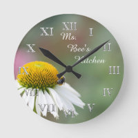 (Personalise)Busy Bee Flower Silver Roman Numerals